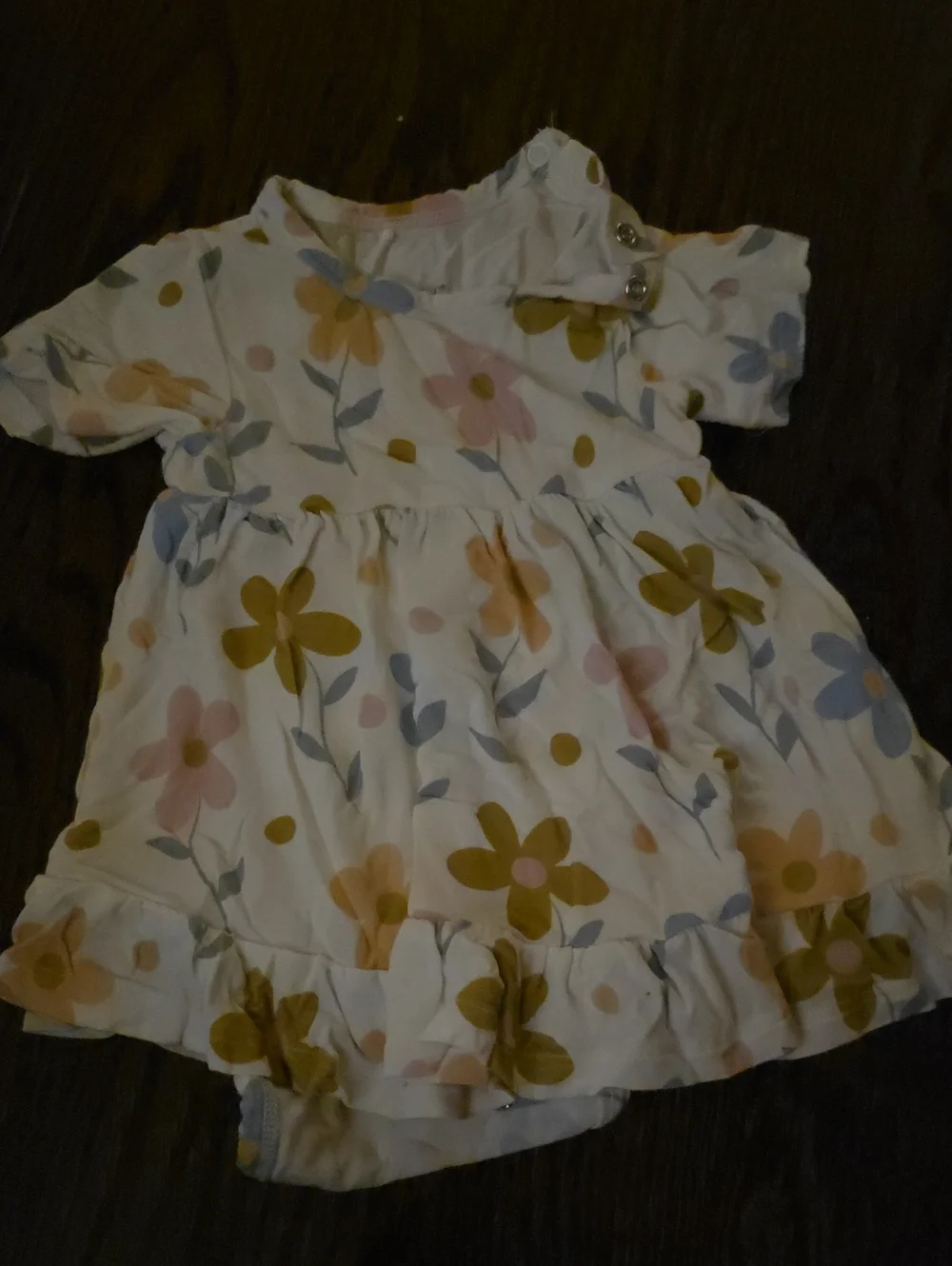 Posh Peanut White Dress with Mustard Yellow, Pink, and Blue Floral Print